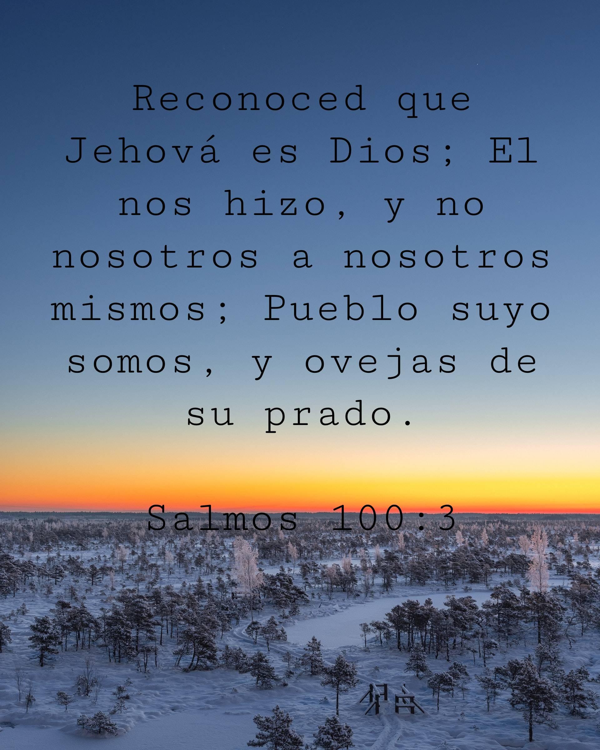 Reconoced que Jehová es Dios; El nos hizo, y no nosotros a nosotros mismos; Pueblo suyo somos, y ovejas de su prado.