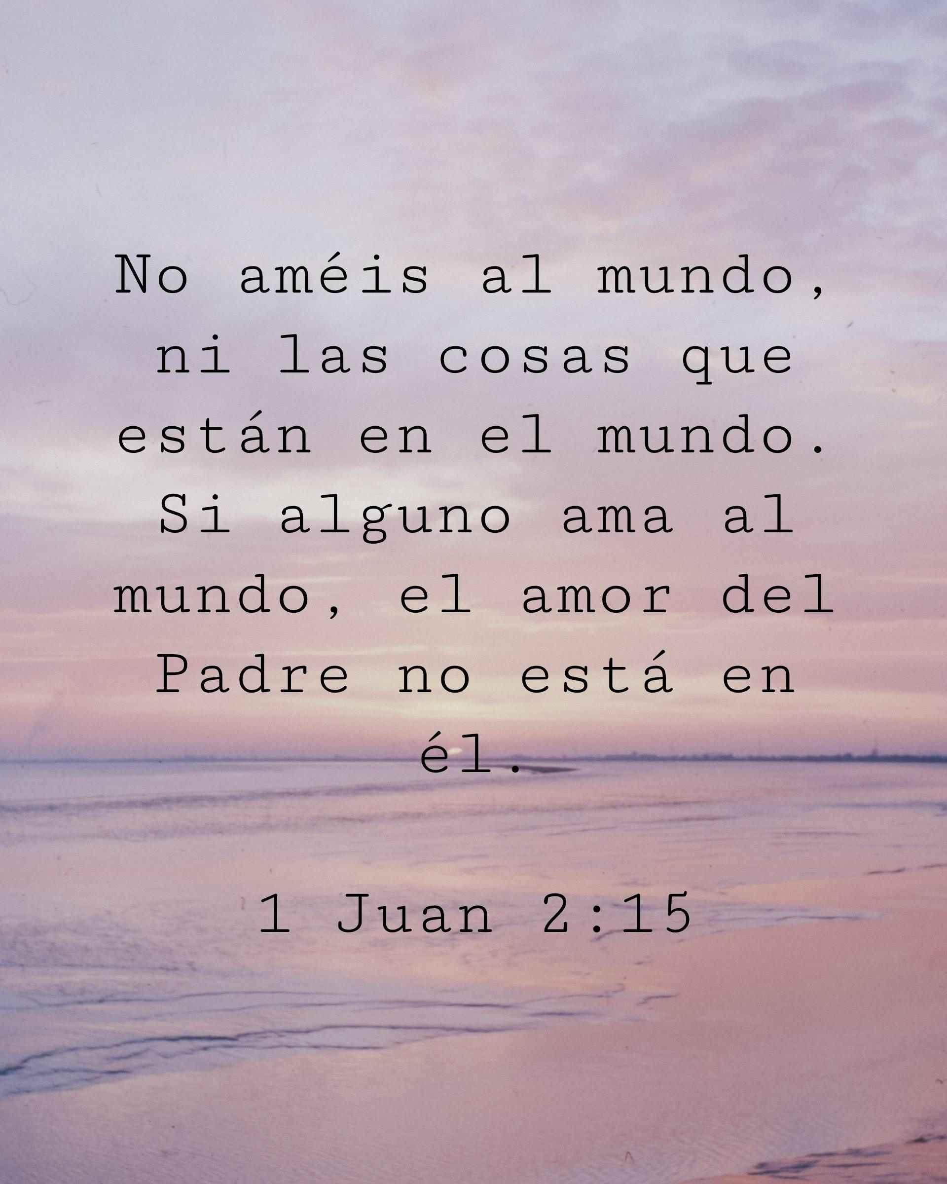 No améis al mundo, ni las cosas que están en el mundo. Si alguno ama al mundo, el amor del Padre no está en él.