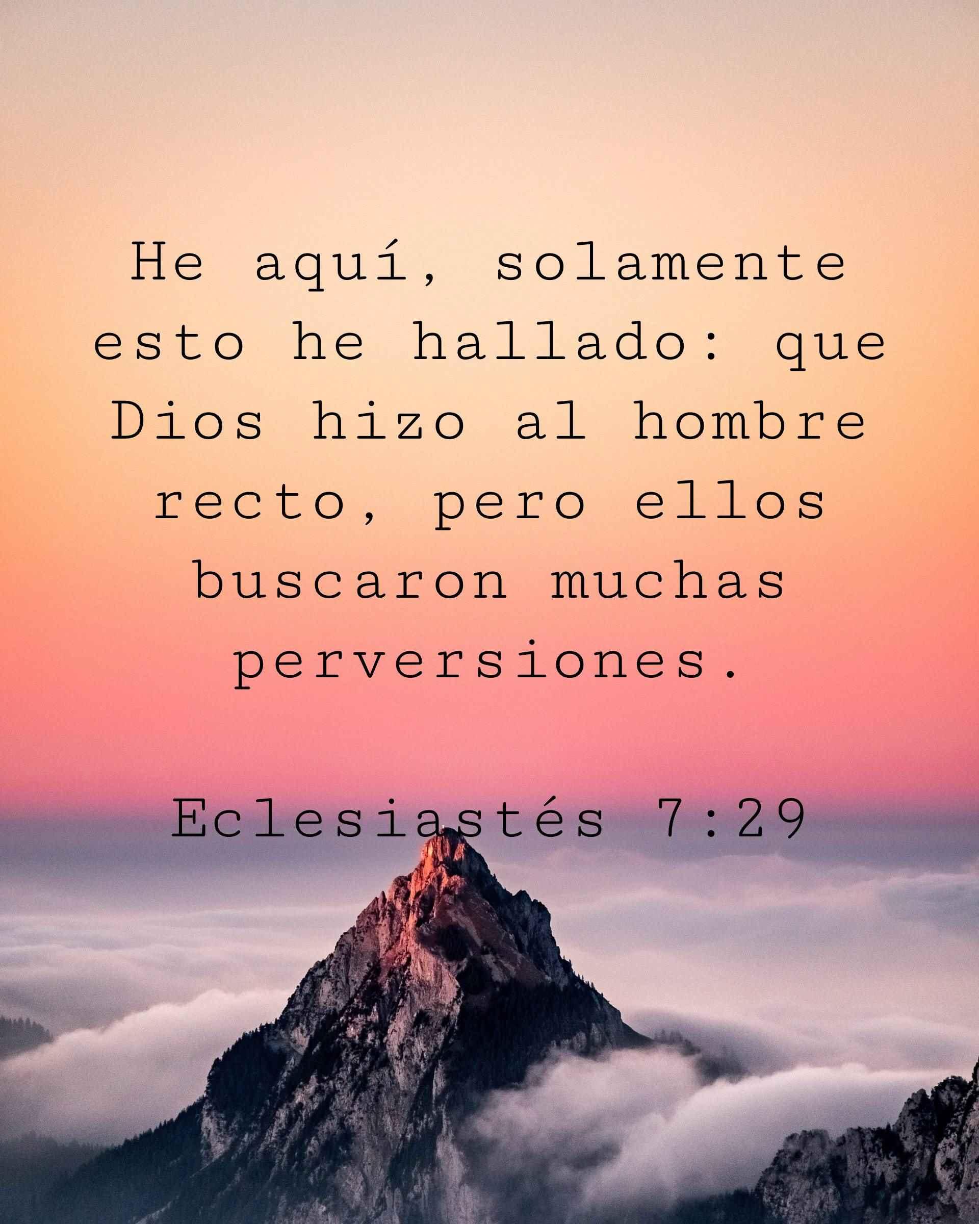 He aquí, solamente esto he hallado: que Dios hizo al hombre recto, pero ellos buscaron muchas perversiones.