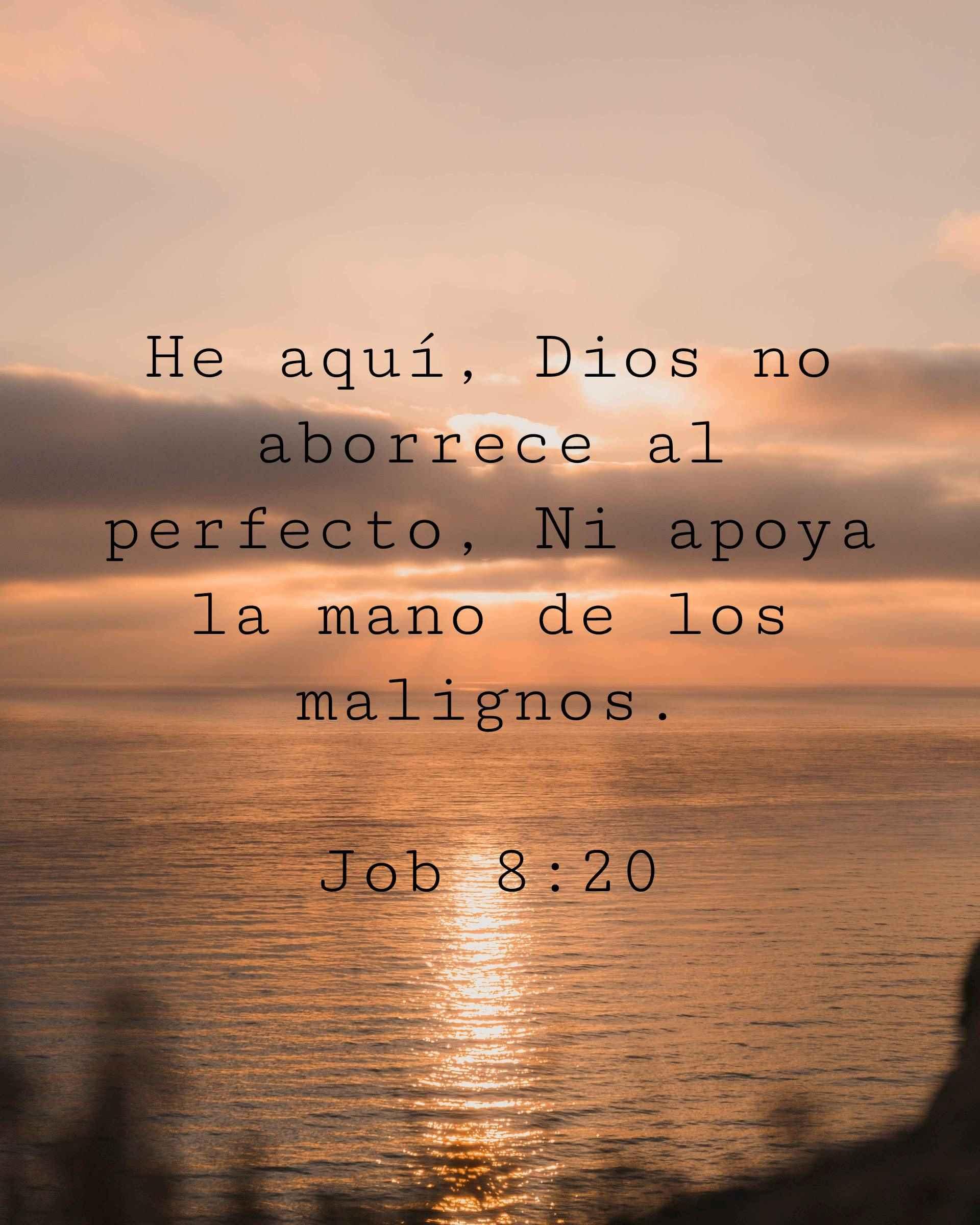 He aquí, Dios no aborrece al perfecto, Ni apoya la mano de los malignos.