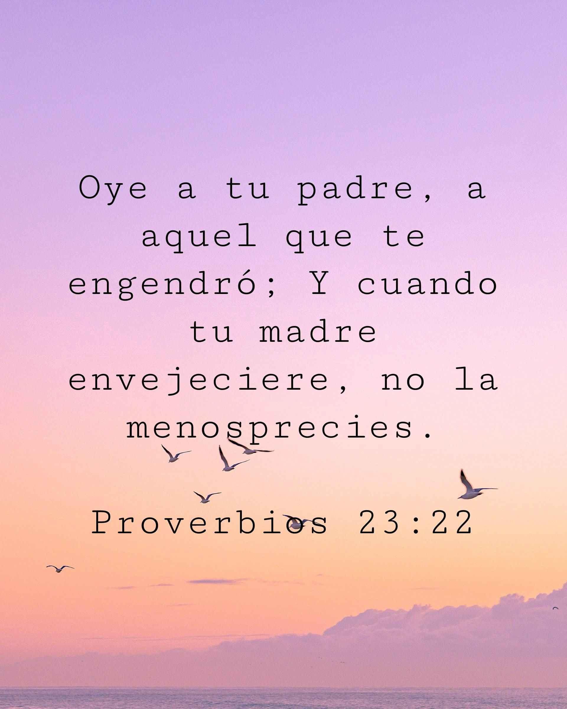 Oye a tu padre, a aquel que te engendró; Y cuando tu madre envejeciere, no la menosprecies.