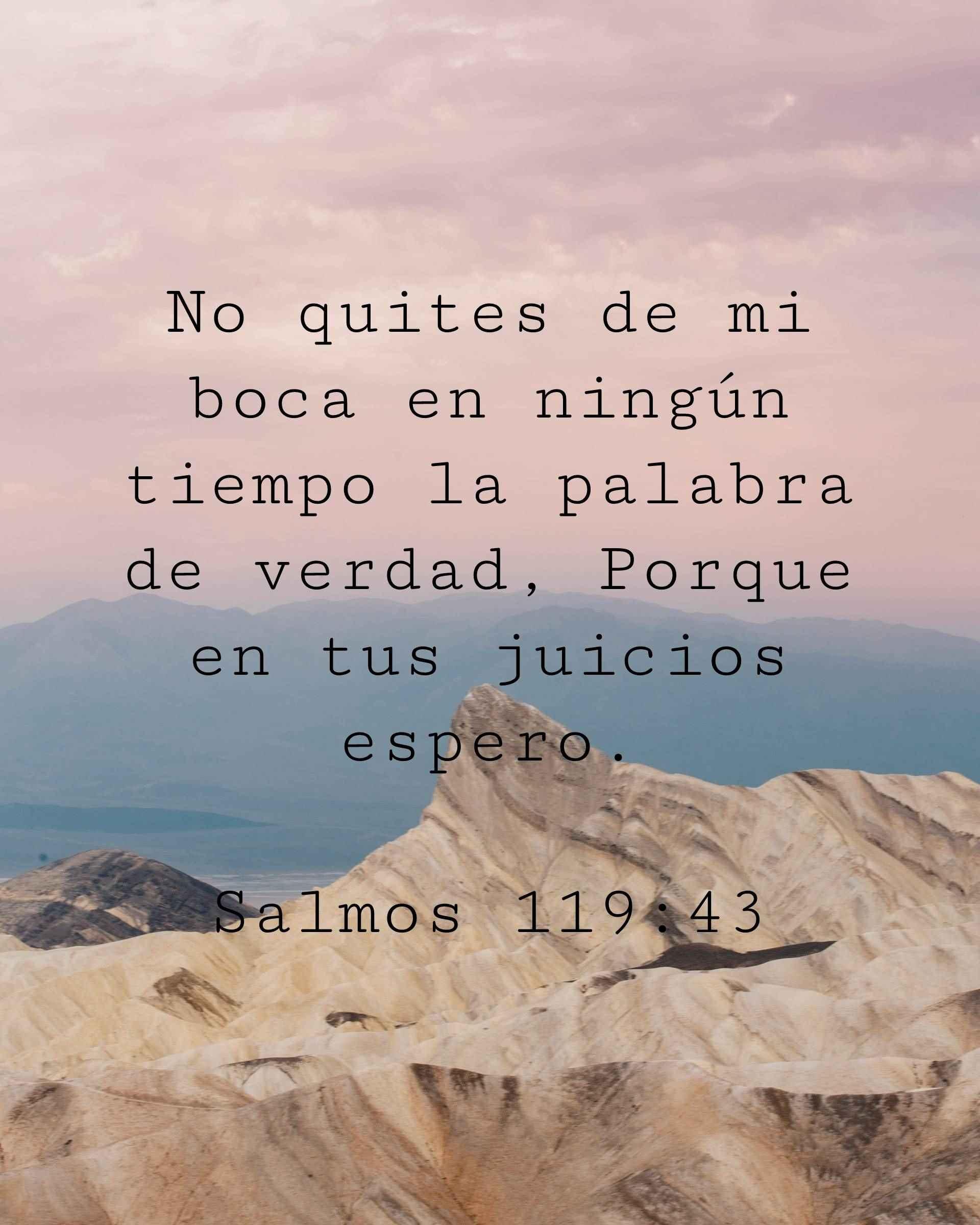 No quites de mi boca en ningún tiempo la palabra de verdad, Porque en tus juicios espero.