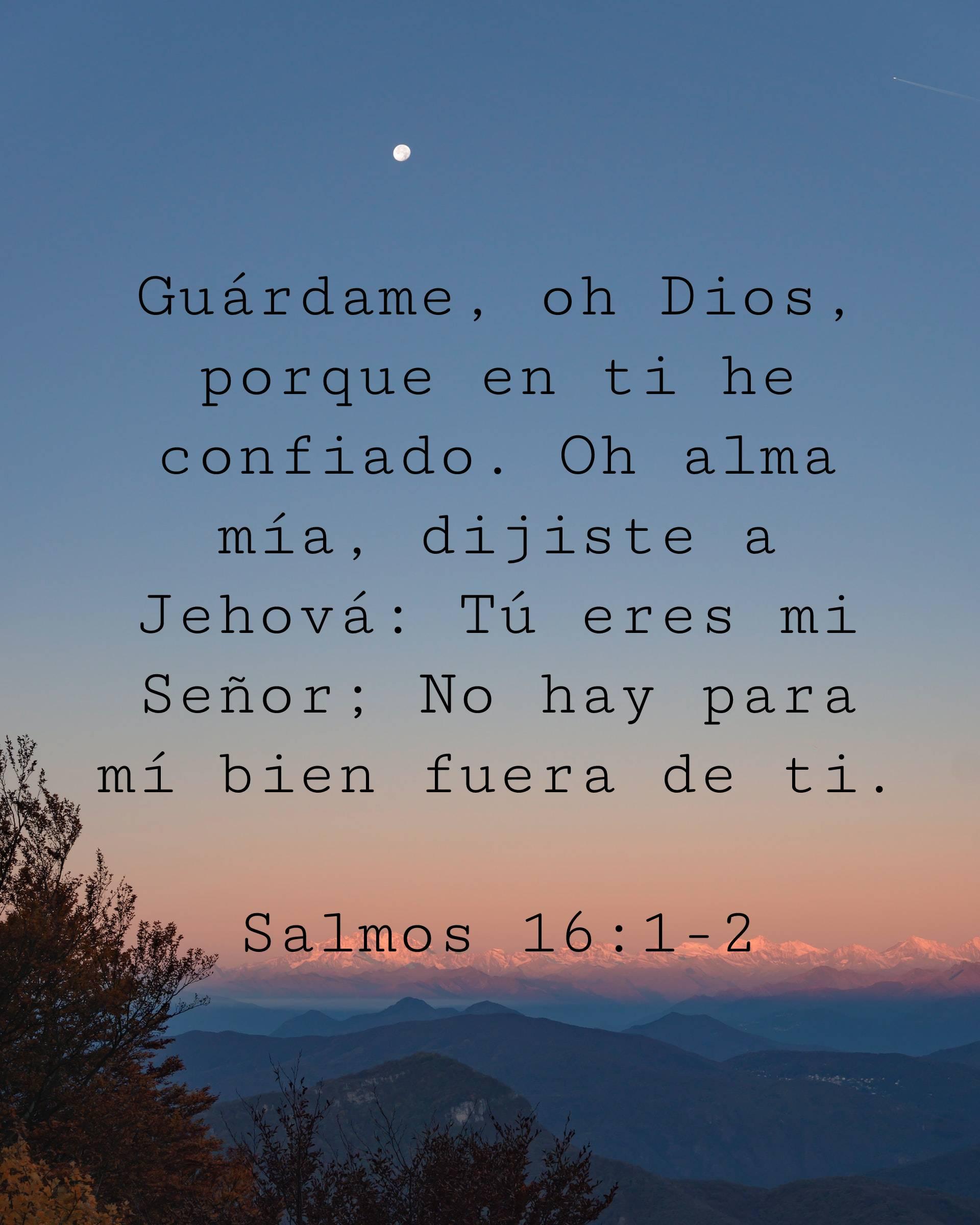 Guárdame, oh Dios, porque en ti he confiado. Oh alma mía, dijiste a Jehová: Tú eres mi Señor; No hay para mí bien fuera de ti