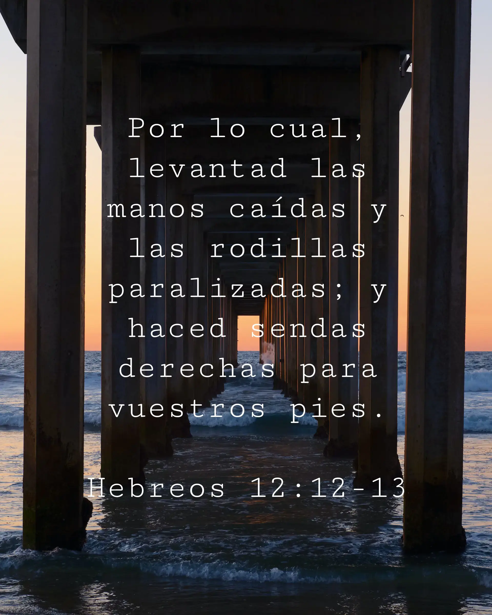 Por lo cual, levantad las manos caídas y las rodillas paralizadas; y haced sendas derechas para vuestros pies.