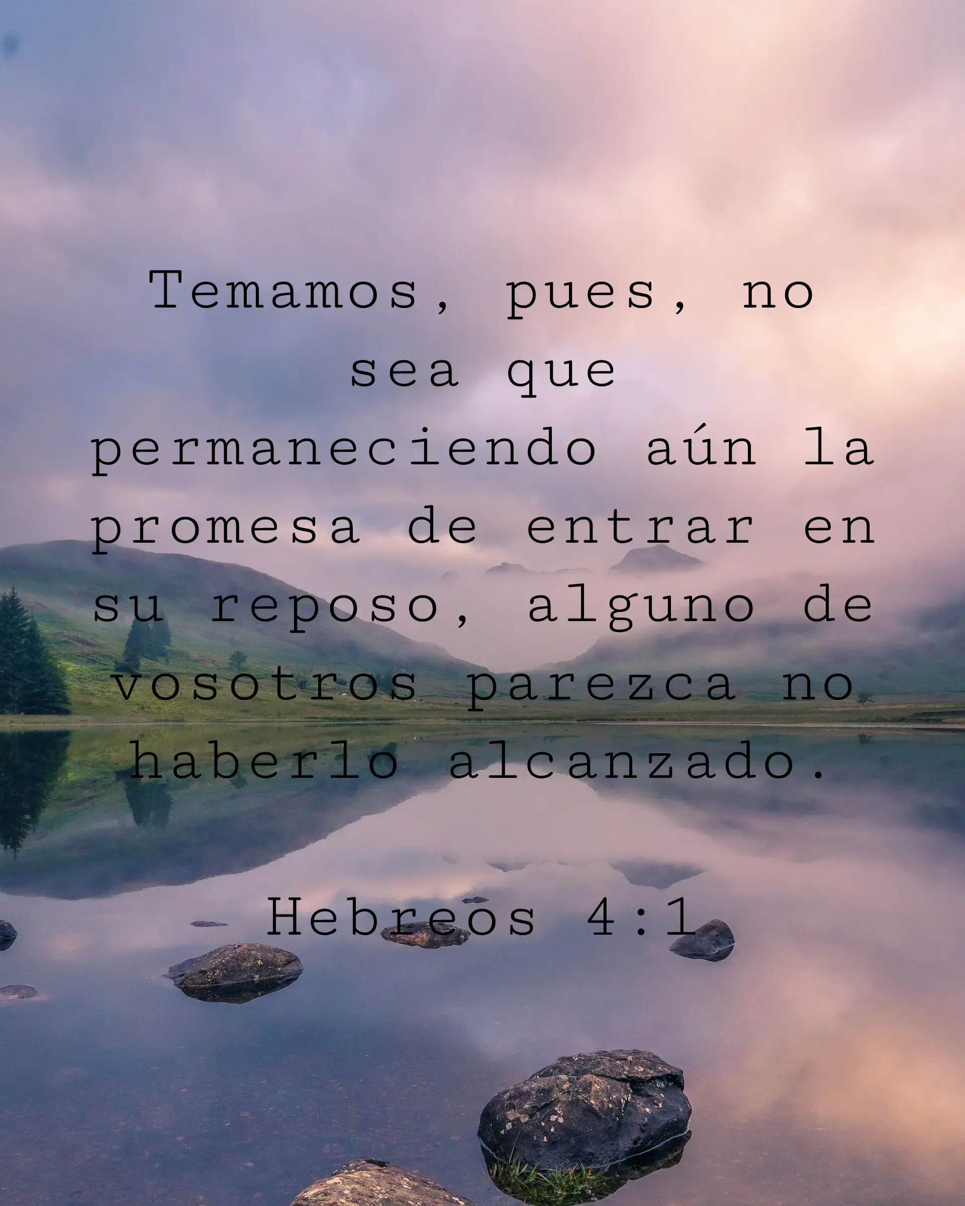 Temamos, pues, no sea que permaneciendo aún la promesa de entrar en su reposo, alguno de vosotros parezca no haberlo alcanzado.