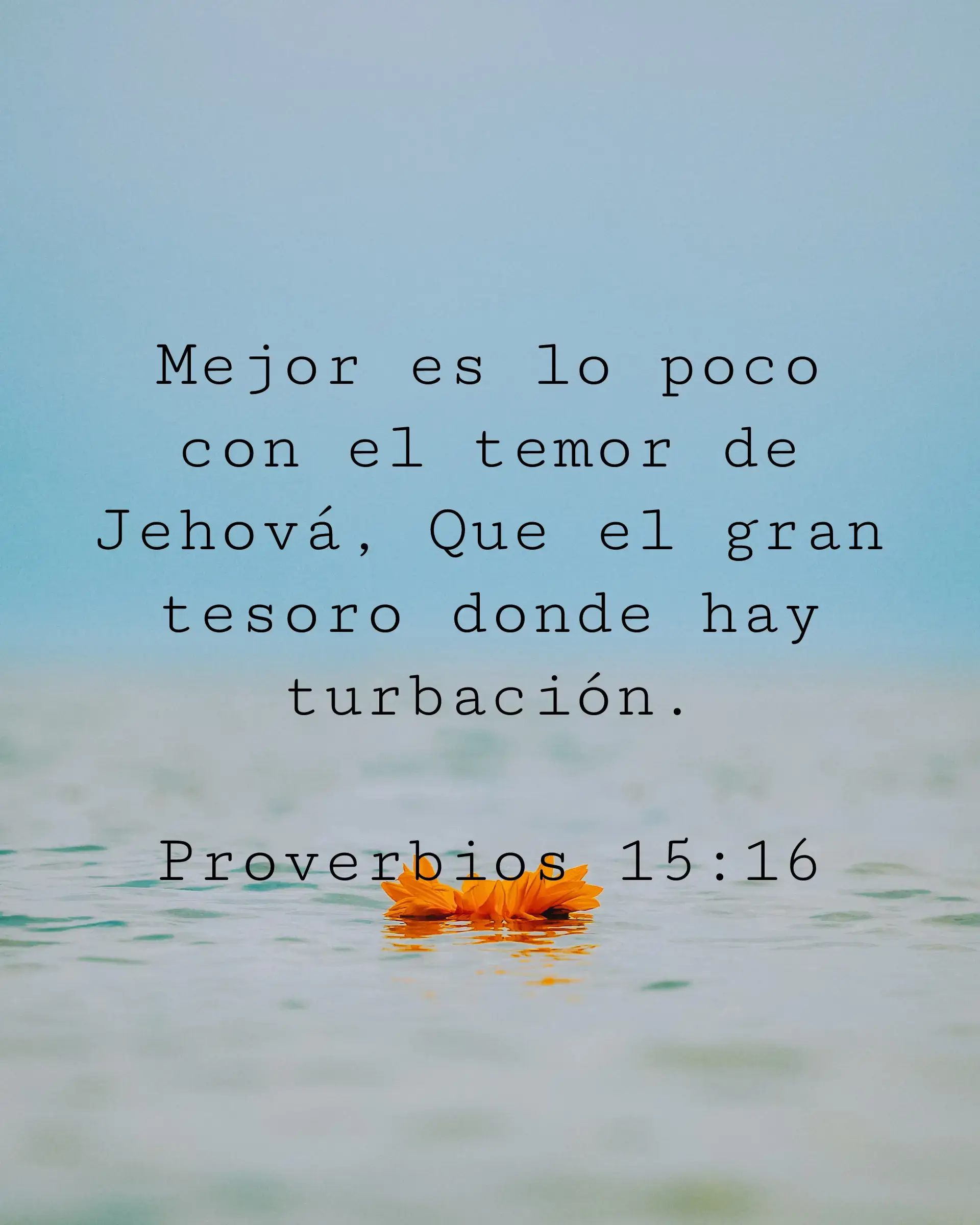 Mejor es lo poco con el temor de Jehová, Que el gran tesoro donde hay turbación.