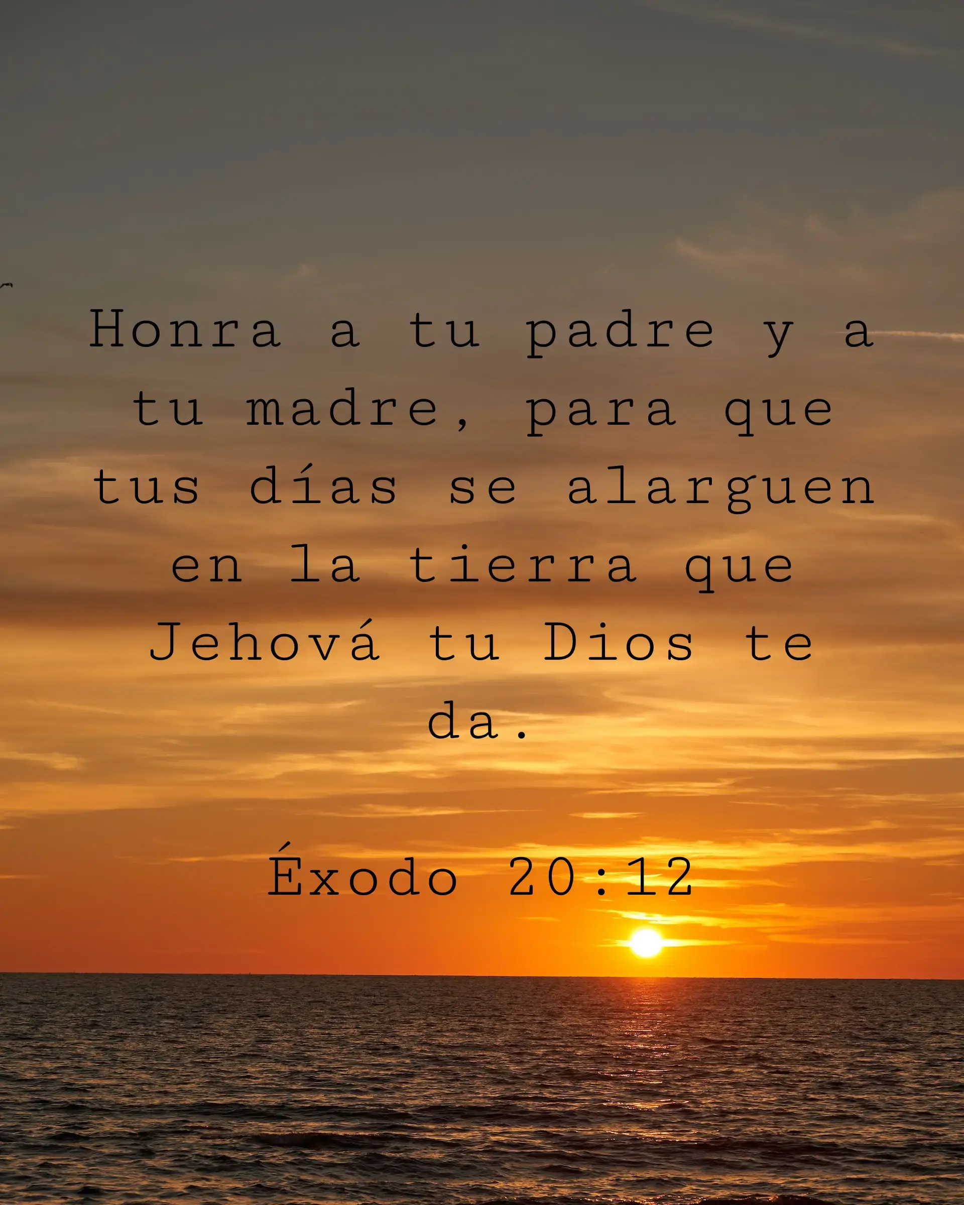Honra a tu padre y a tu madre, para que tus días se alarguen en la tierra que Jehová tu Dios te da.