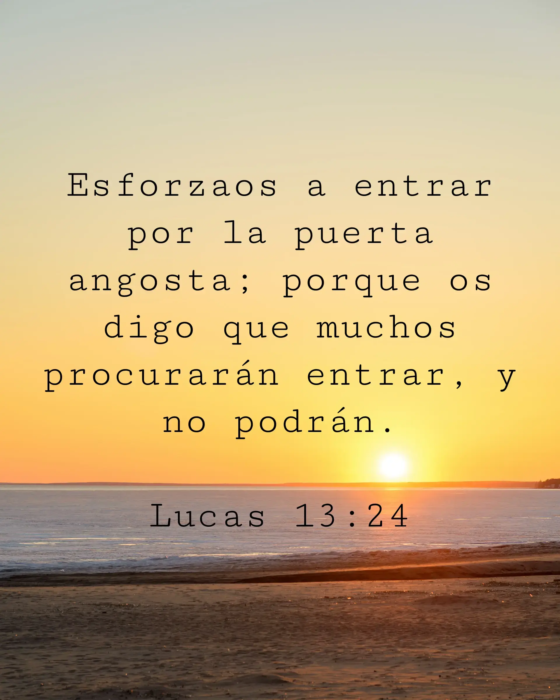 Esforzaos a entrar por la puerta angosta; porque os digo que muchos procurarán entrar, y no podrán.