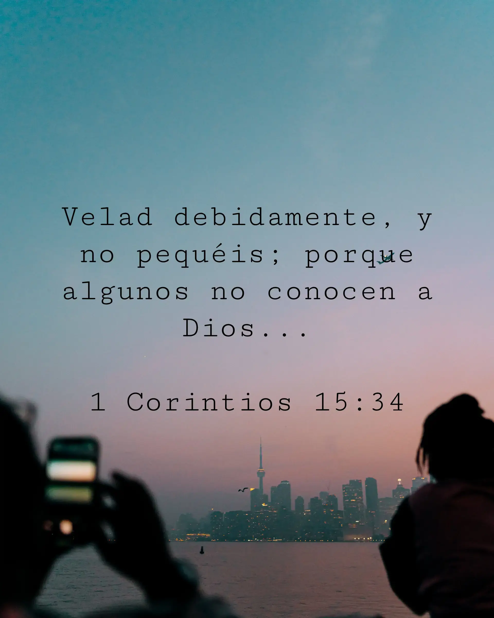 Velad debidamente, y no pequéis; porque algunos no conocen a Dios...