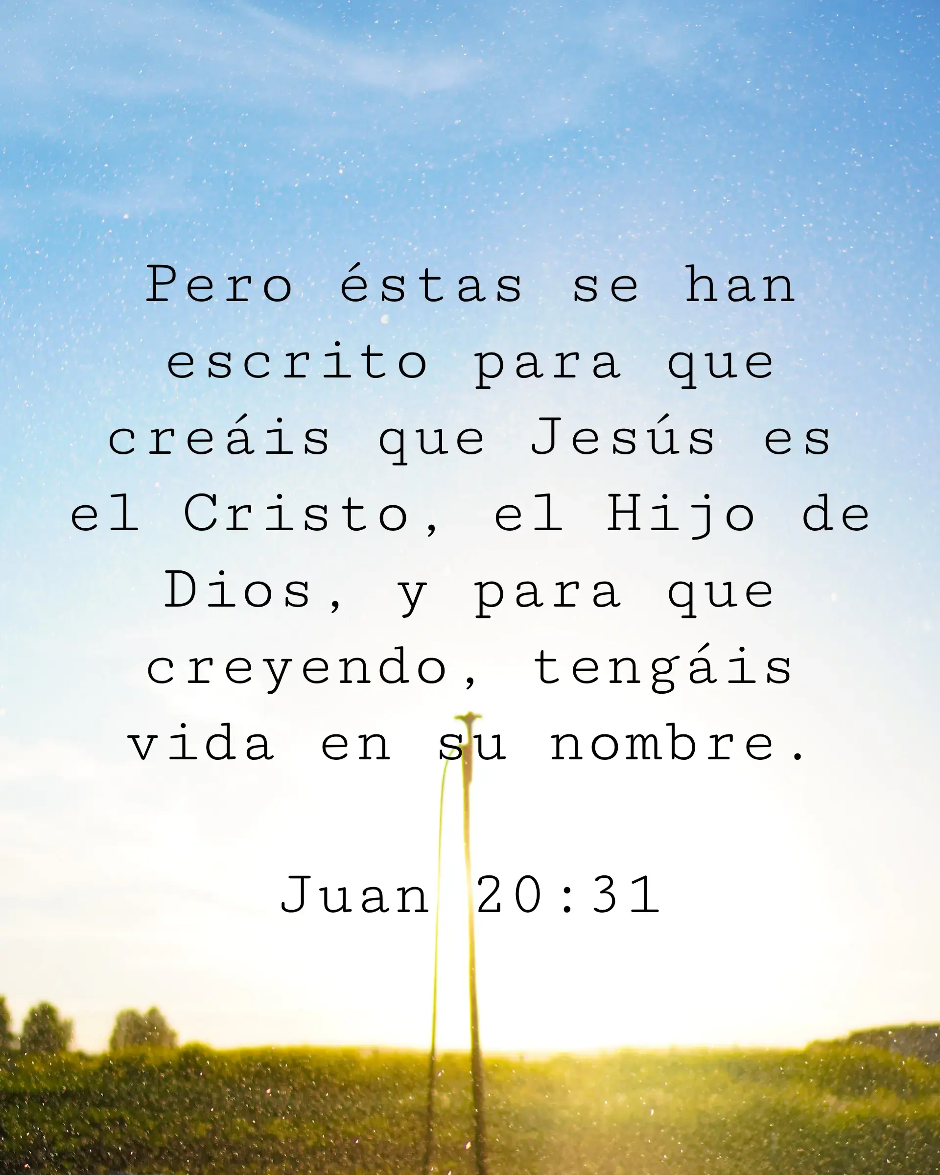 Pero éstas se han escrito para que creáis que Jesús es el Cristo, el Hijo de Dios, y para que creyendo, tengáis vida en su nombre.