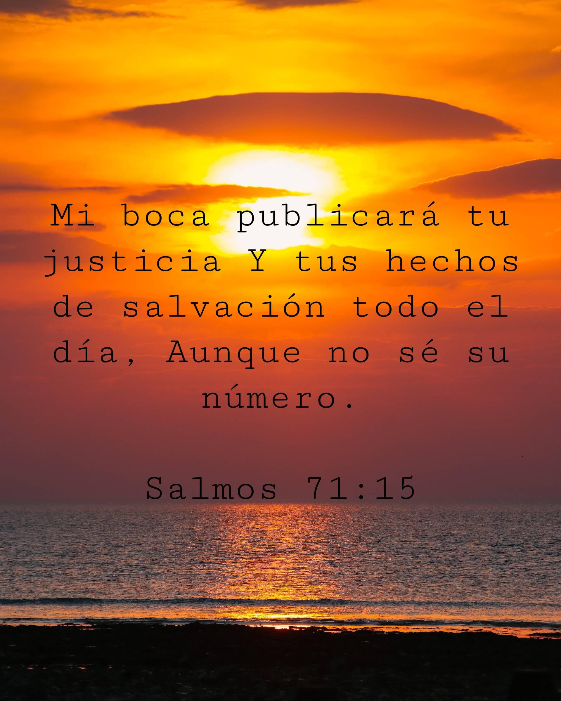Mi boca publicará tu justicia Y tus hechos de salvación todo el día, Aunque no sé su número.