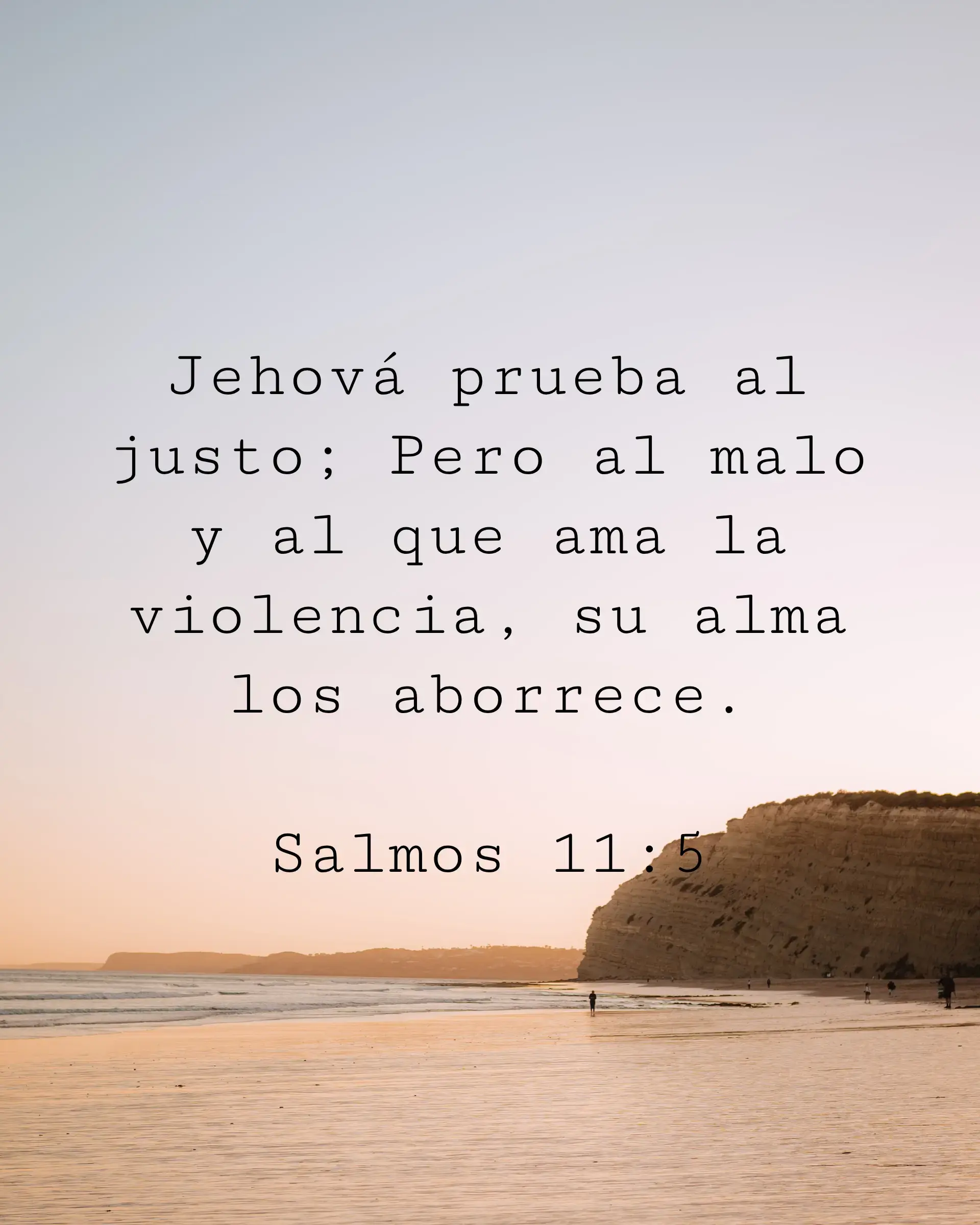 Jehová prueba al justo; Pero al malo y al que ama la violencia, su alma los aborrece.