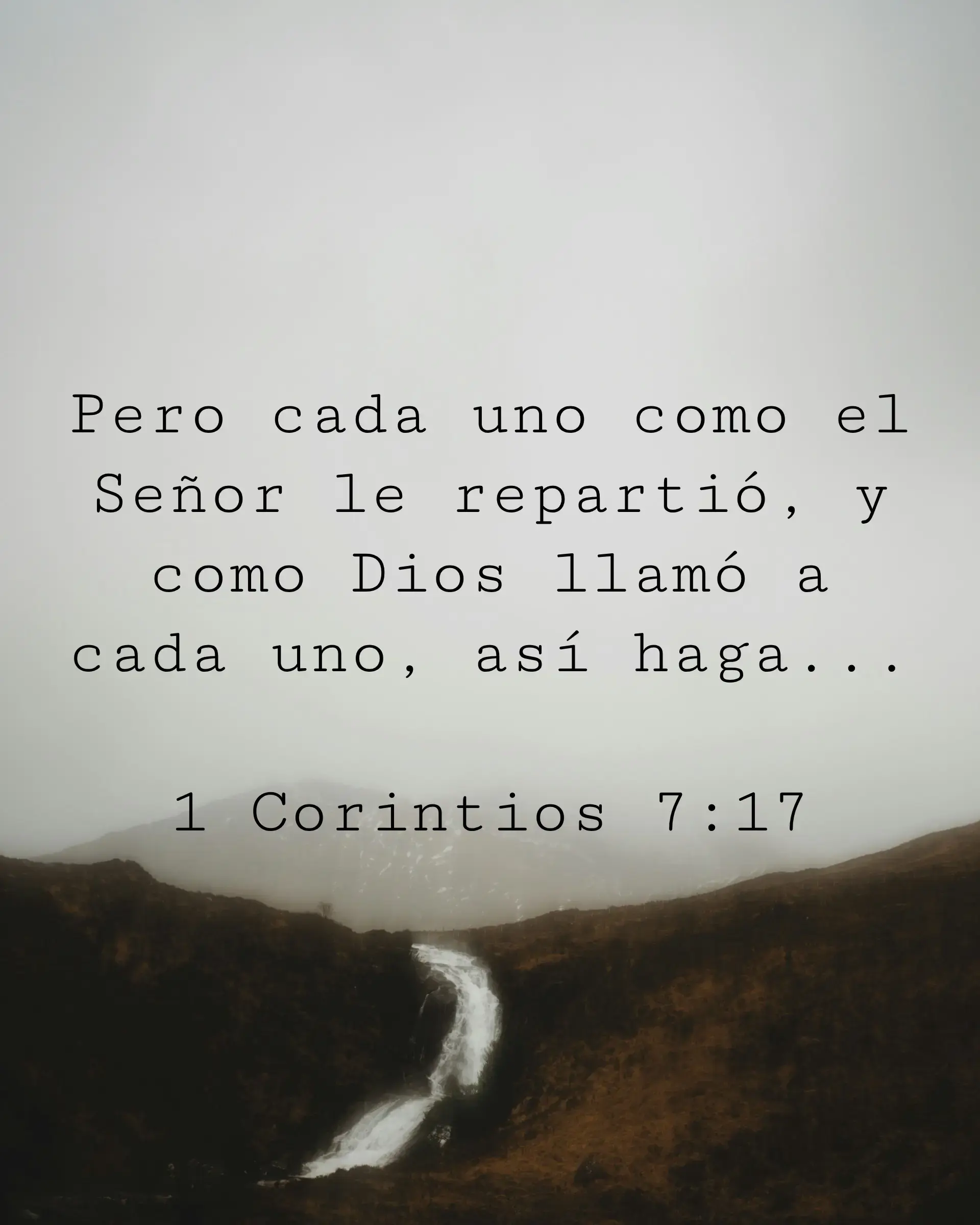 Pero cada uno como el Señor le repartió, y como Dios llamó a cada uno, así haga...