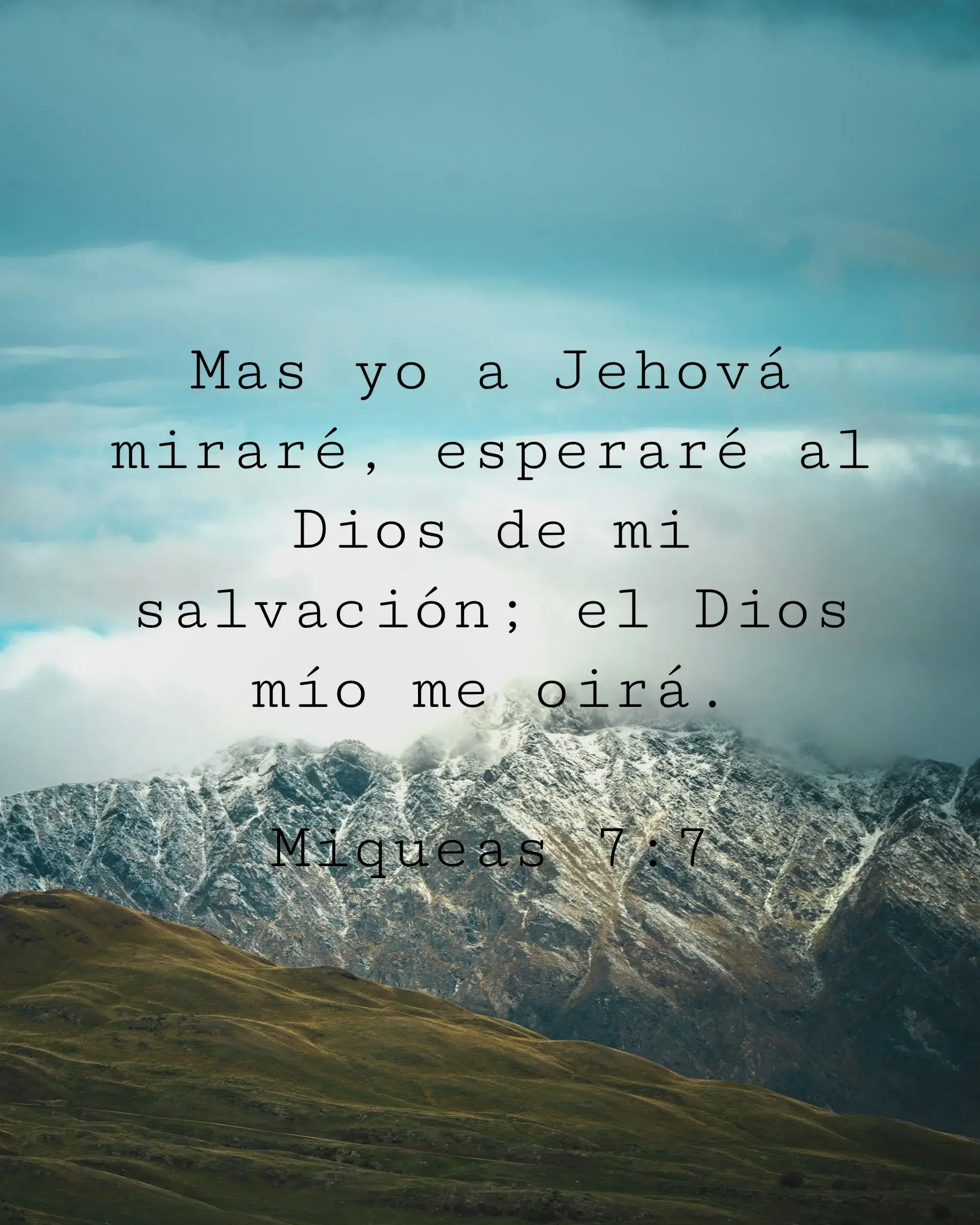 Mas yo a Jehová miraré, esperaré al Dios de mi salvación; el Dios mío me oirá.