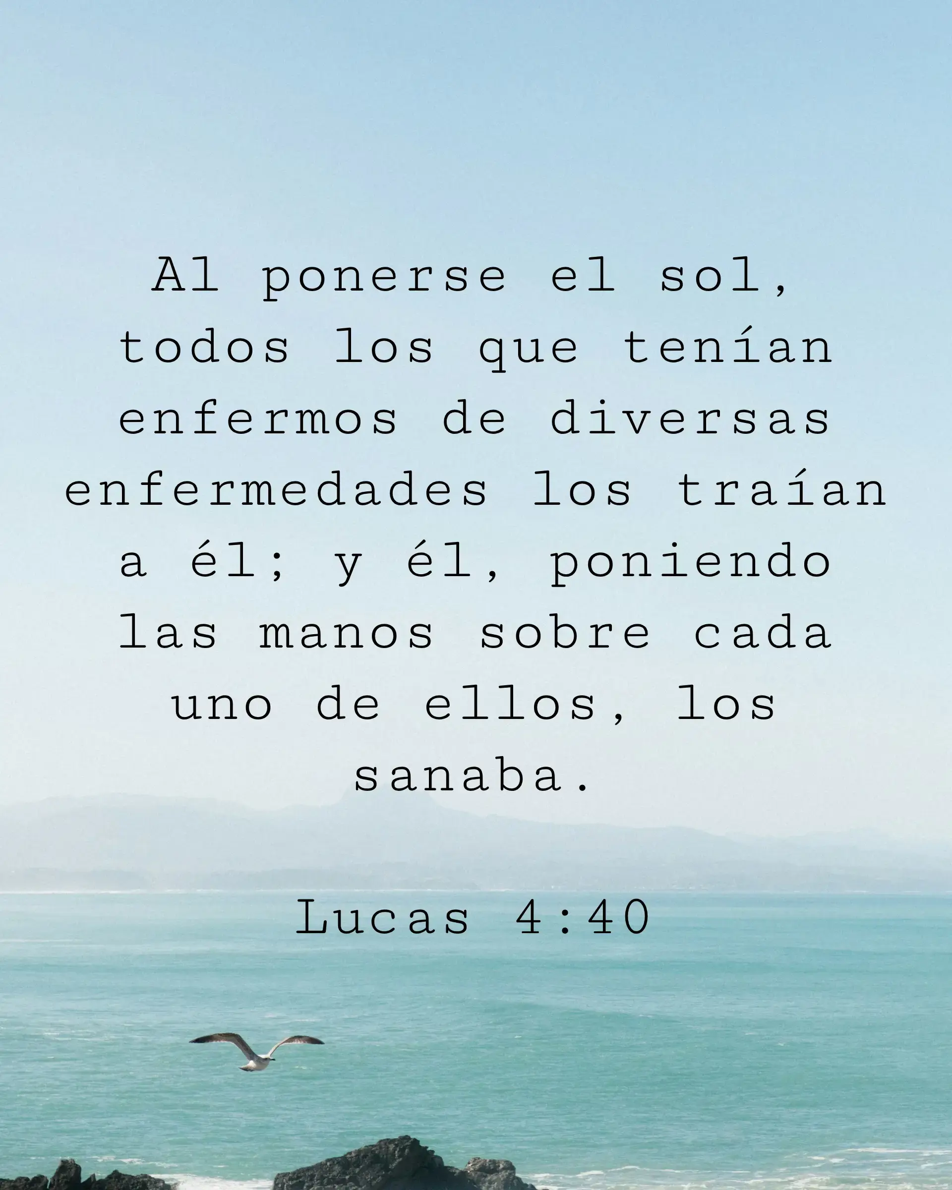 Al ponerse el sol, todos los que tenían enfermos de diversas enfermedades los traían a él; y él, poniendo las manos sobre cada uno de ellos, los sanaba.