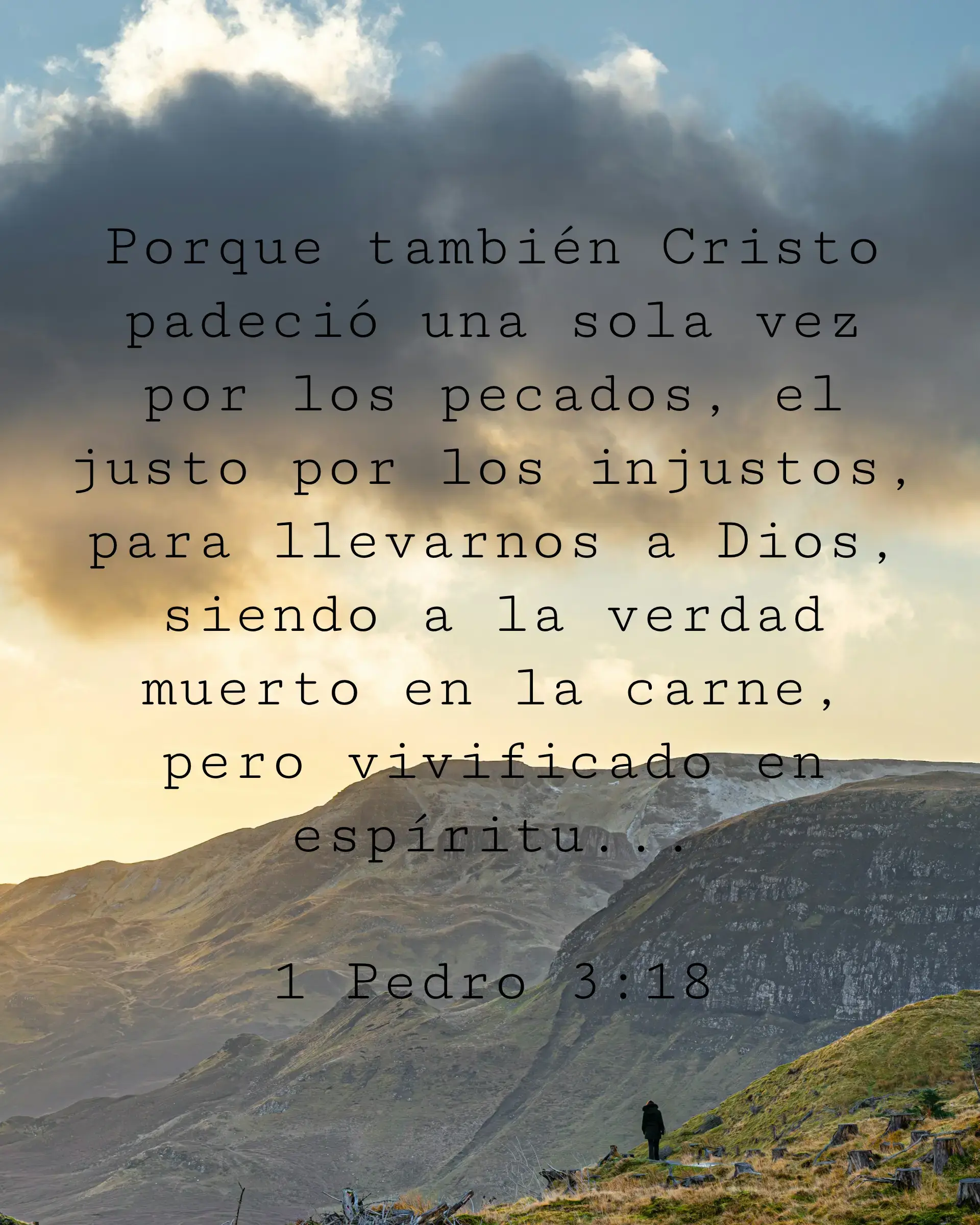 18Porque también Cristo padeció una sola vez por los pecados, el justo por los injustos, para llevarnos a Dios, siendo a la verdad muerto en la carne, pero vivificado en espíritu;