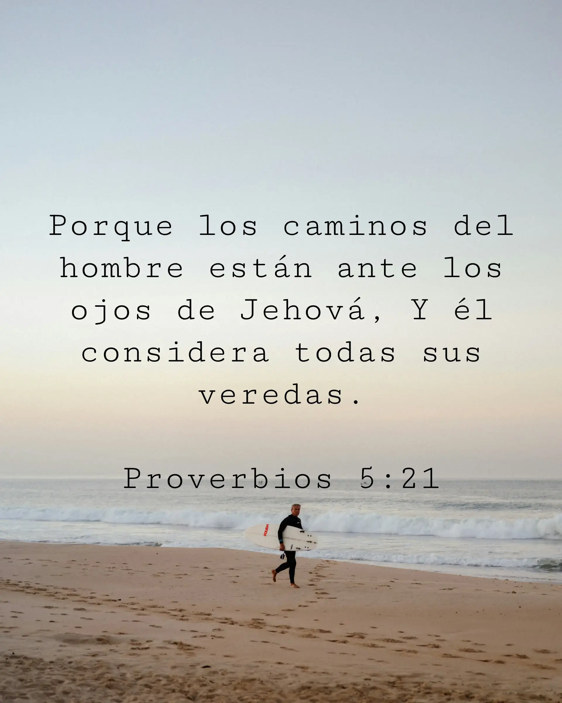 Porque los caminos del hombre están ante los ojos de Jehová, Y él considera todas sus veredas.