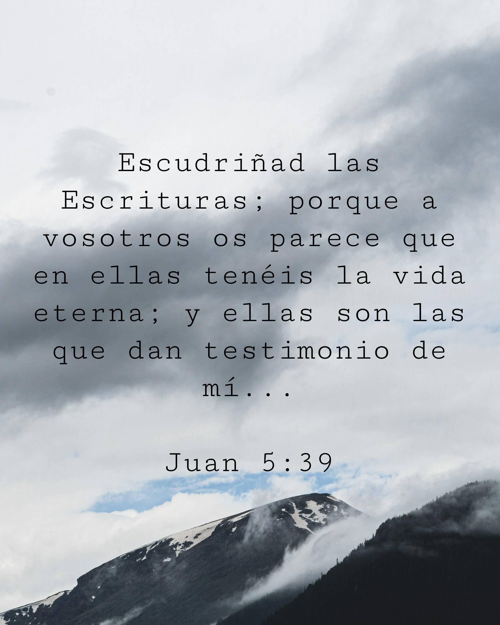 Escudriñad las Escrituras; porque a vosotros os parece que en ellas tenéis la vida eterna; y ellas son las que dan testimonio de mí...