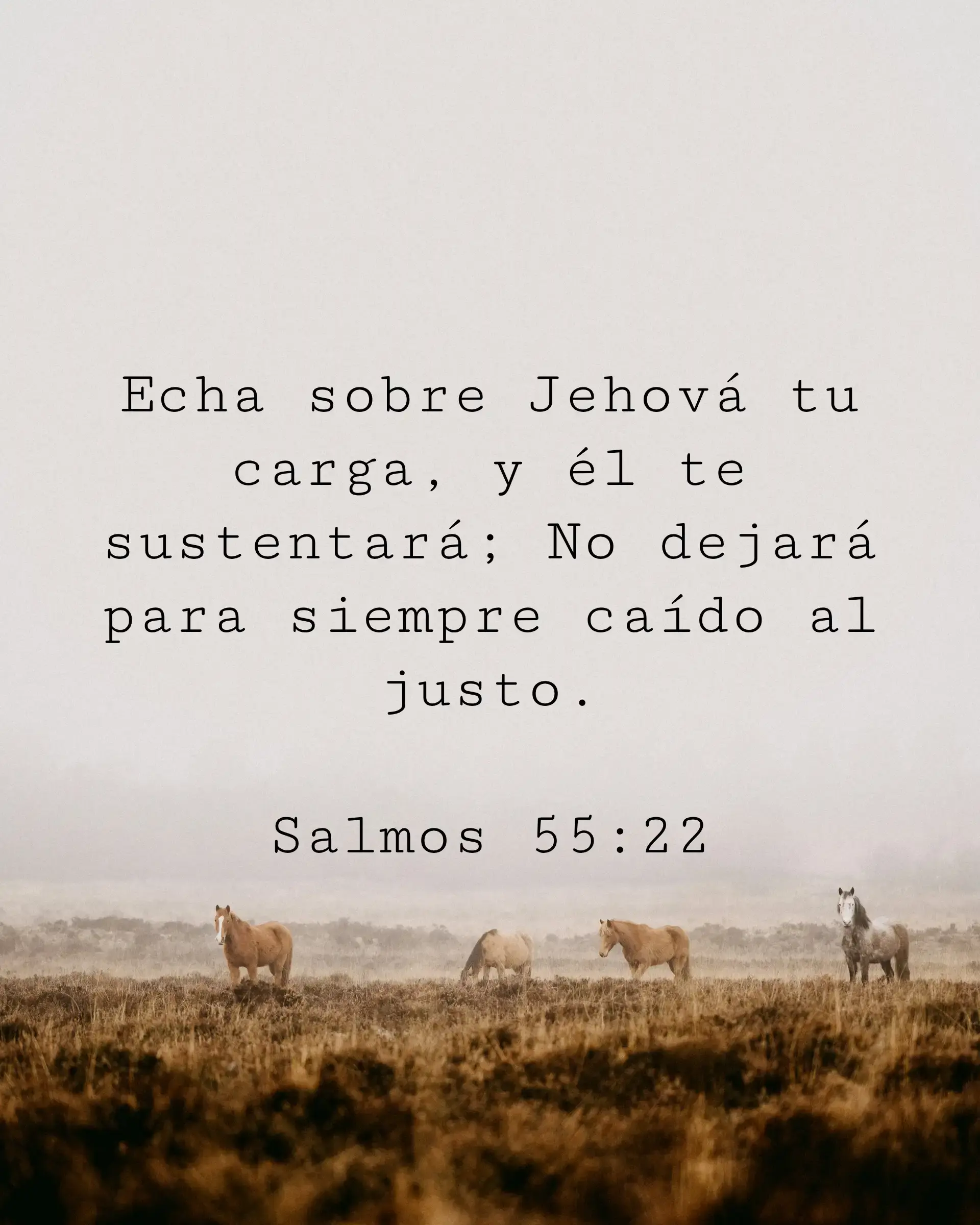 Echa sobre Jehová tu carga, y él te sustentará;
No dejará para siempre caído al justo.