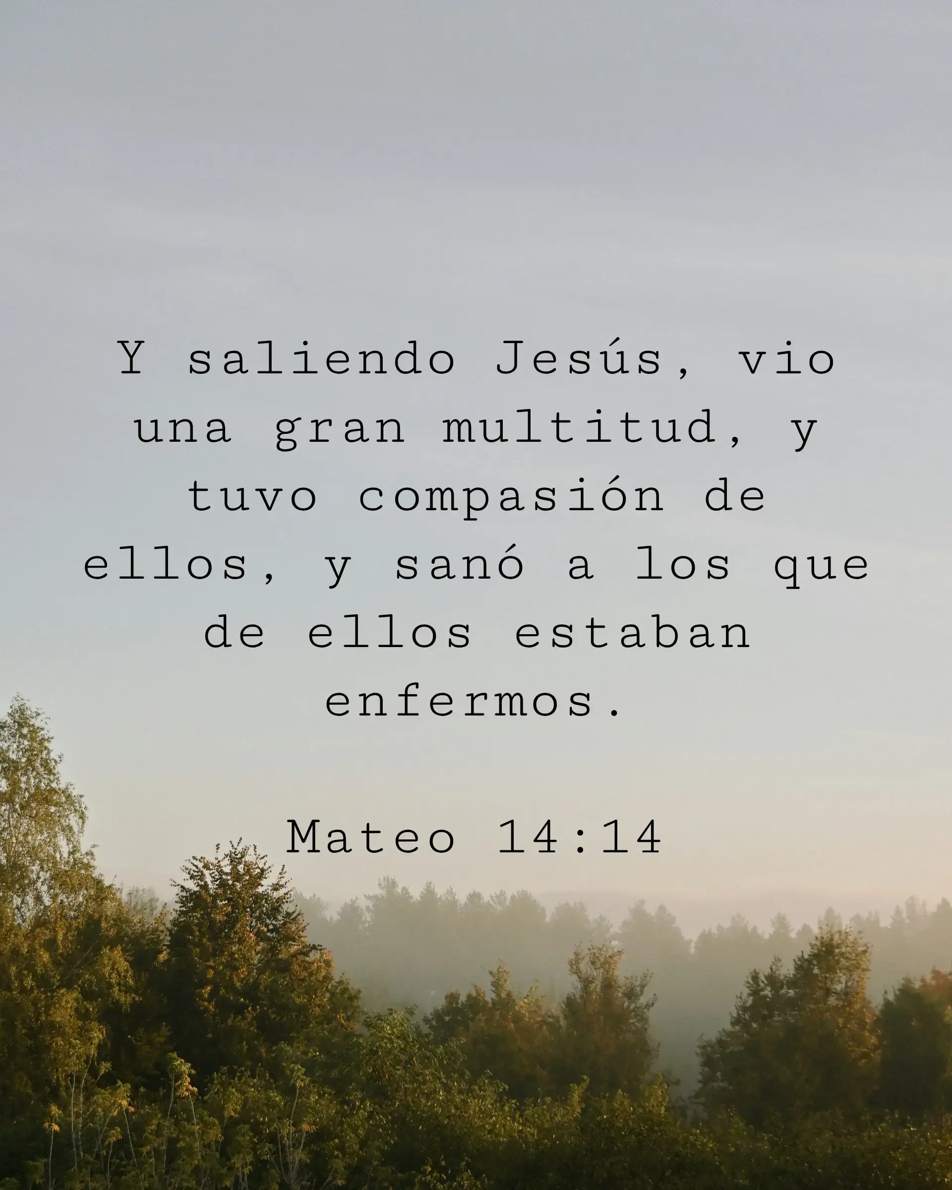 Y saliendo Jesús, vio una gran multitud, y tuvo compasión de ellos, y sanó a los que de ellos estaban enfermos.