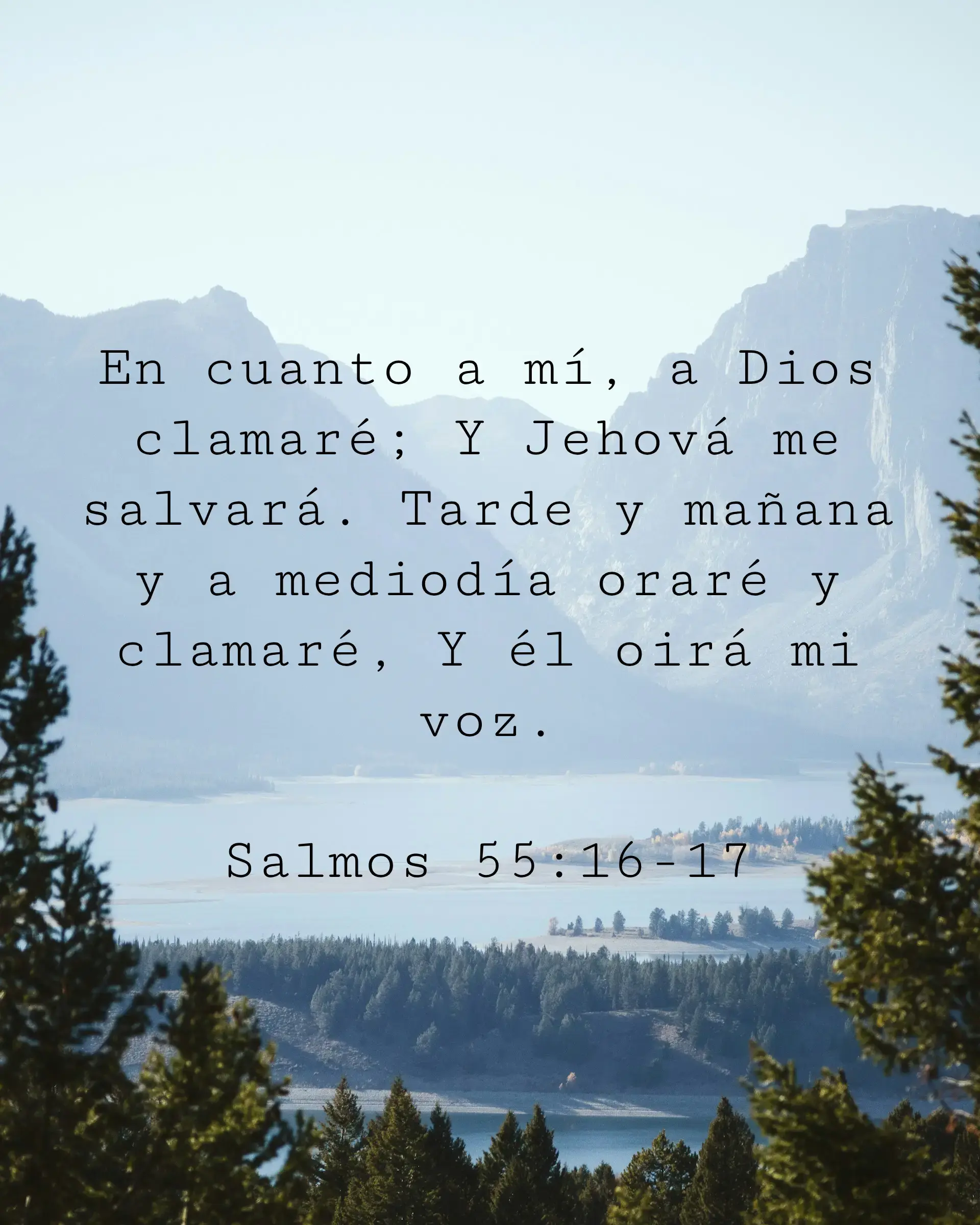 En cuanto a mí, a Dios clamaré; Y Jehová me salvará. Tarde y mañana y a mediodía oraré y clamaré,
Y él oirá mi voz.