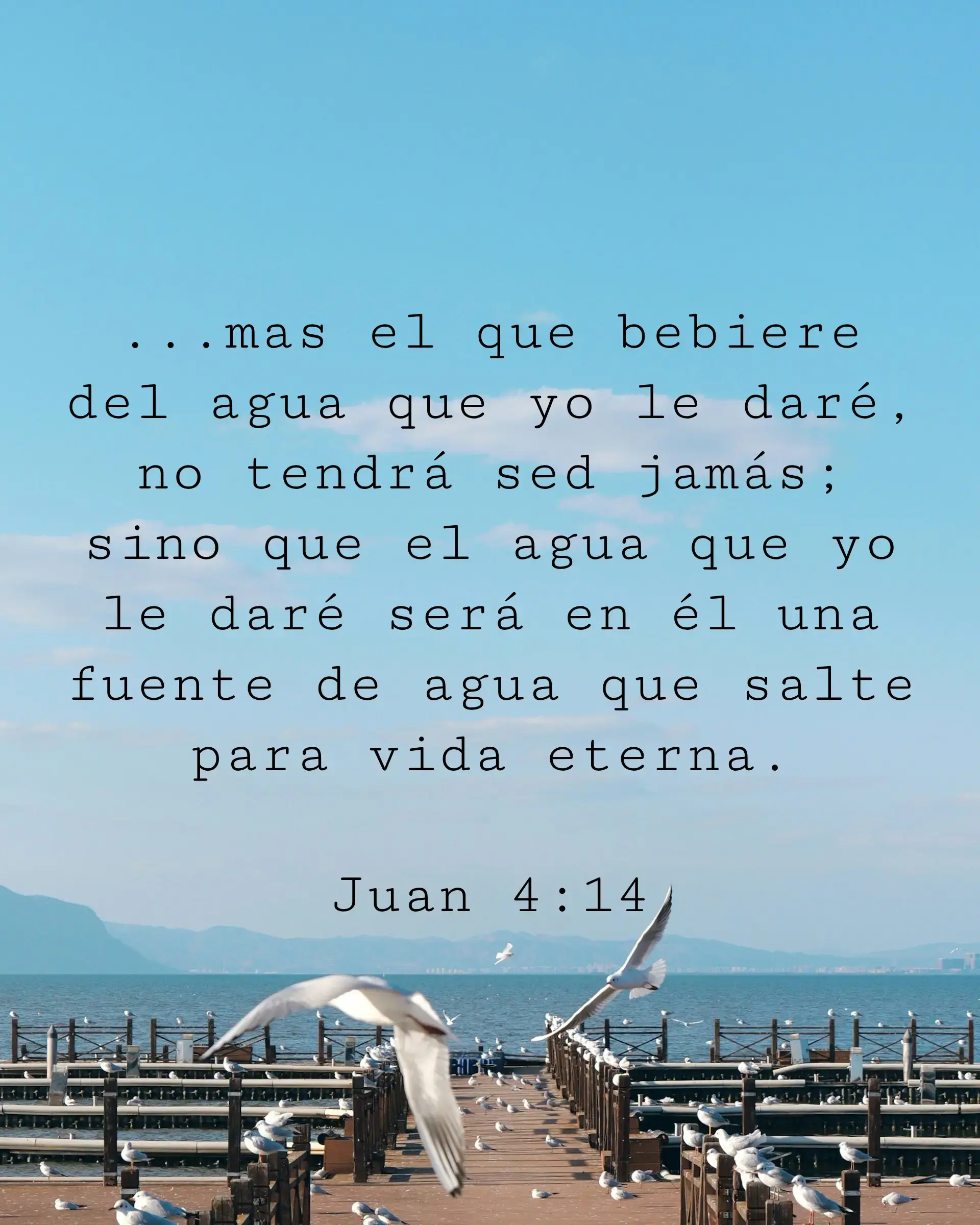 ...mas el que bebiere del agua que yo le daré, no tendrá sed jamás; sino que el agua que yo le daré será en él una fuente de agua que salte para vida eterna.