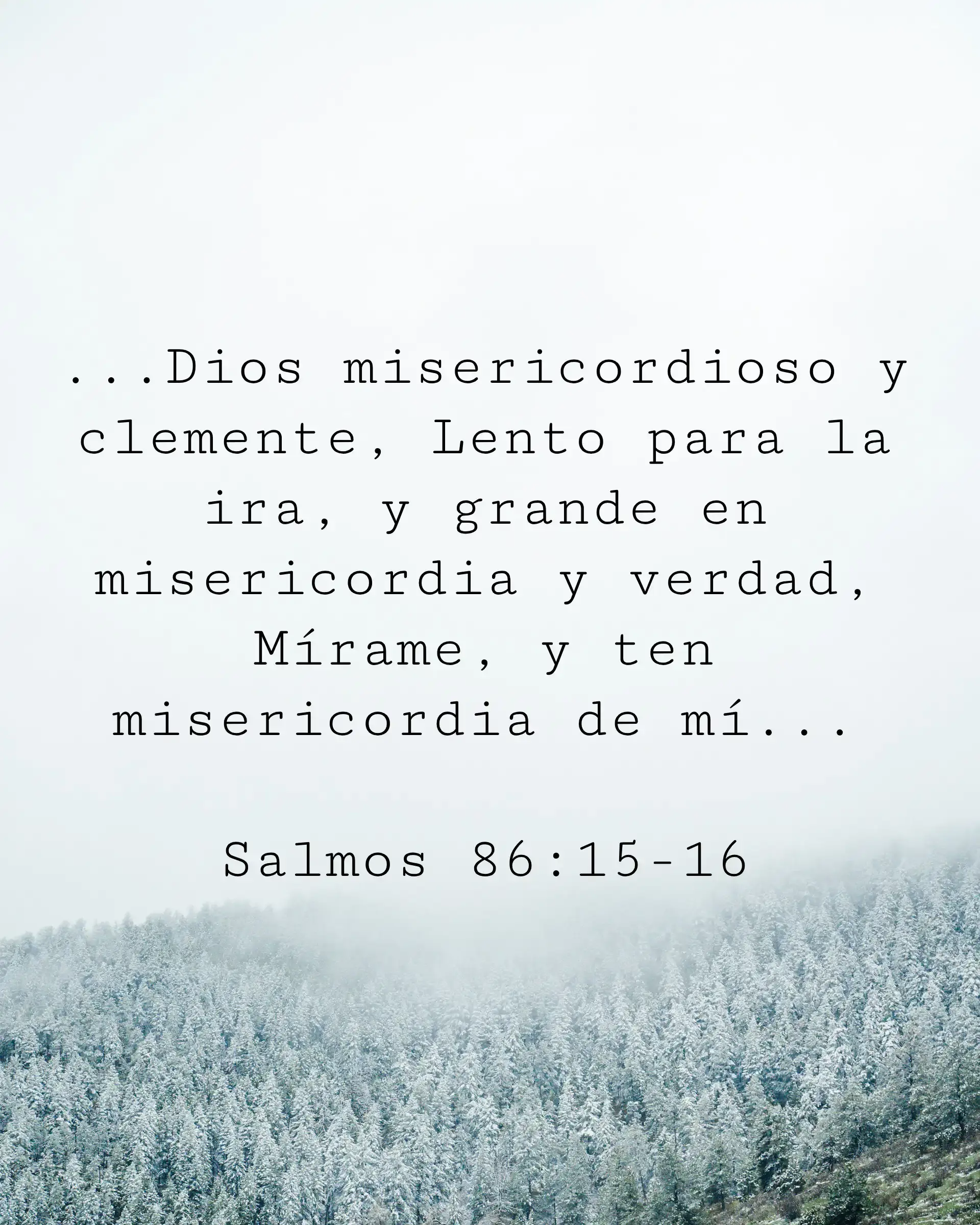 ...Dios misericordioso y clemente, Lento para la ira, y grande en misericordia y verdad, Mírame, y ten misericordia de mí...