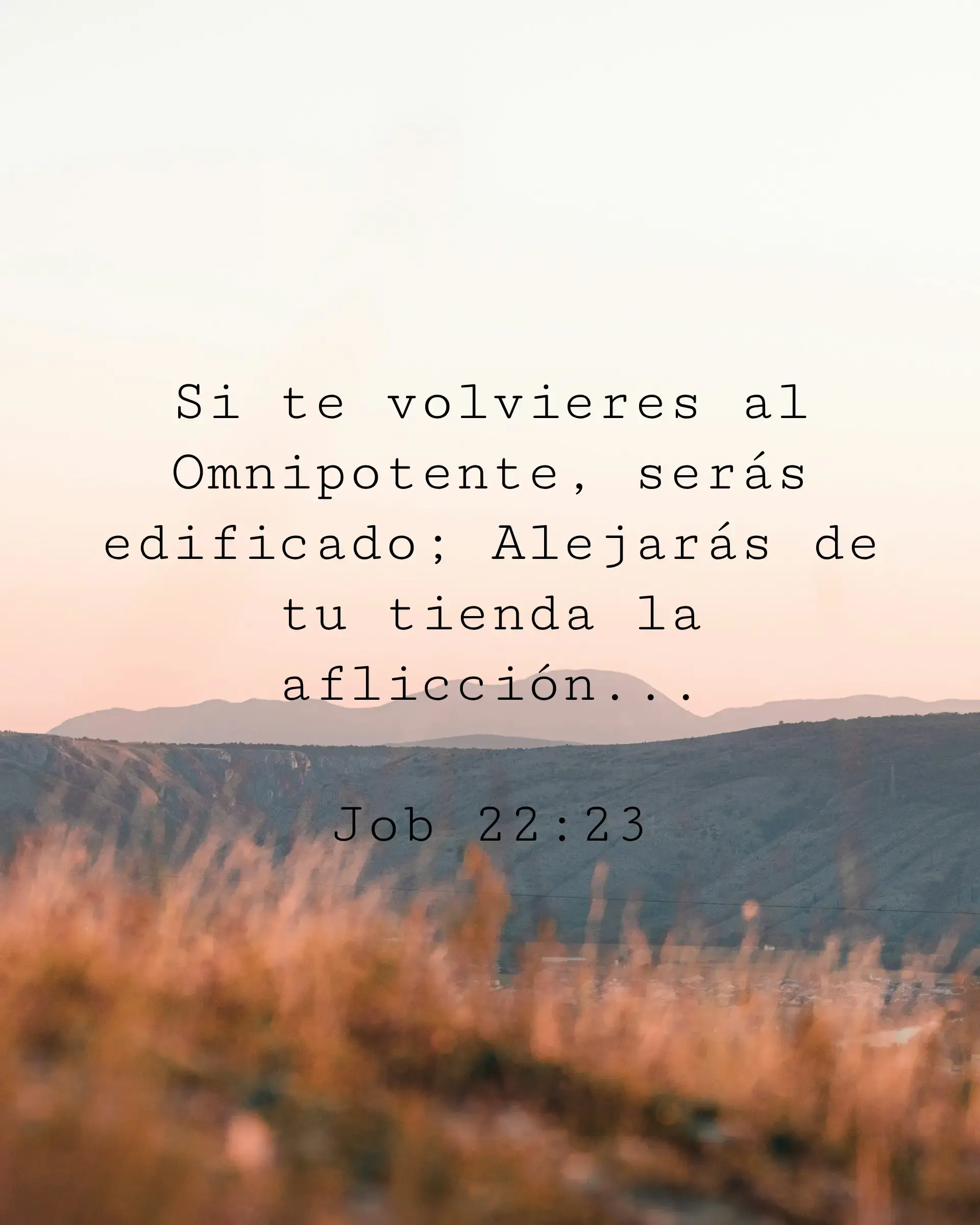Si te volvieres al Omnipotente, serás edificado; Alejarás de tu tienda la aflicción...