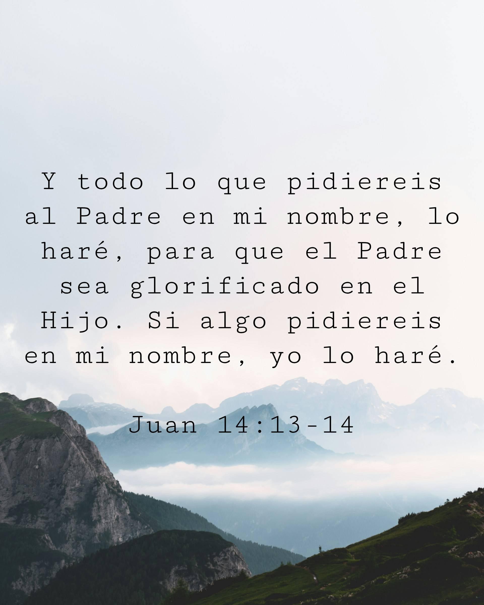 Y todo lo que pidiereis al Padre en mi nombre, lo haré, para que el Padre sea glorificado en el Hijo. Si algo pidiereis en mi nombre, yo lo haré.