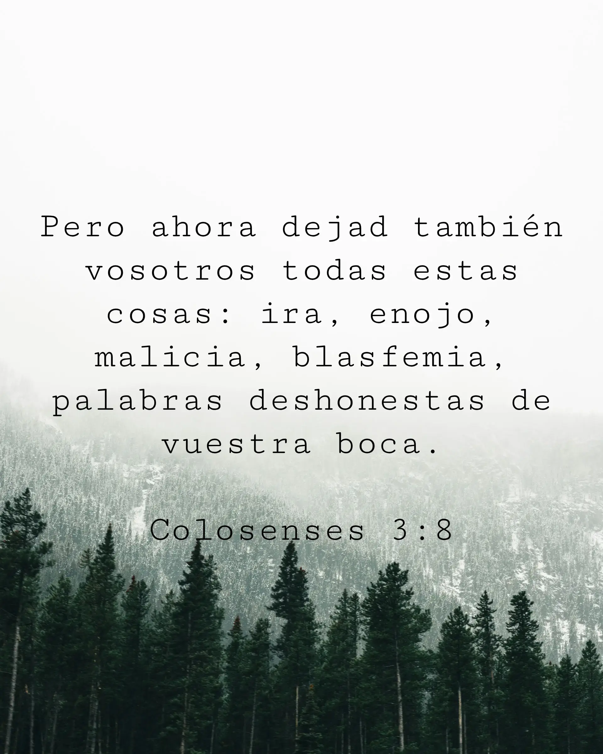Pero ahora dejad también vosotros todas estas cosas: ira, enojo, malicia, blasfemia, palabras deshonestas de vuestra boca.