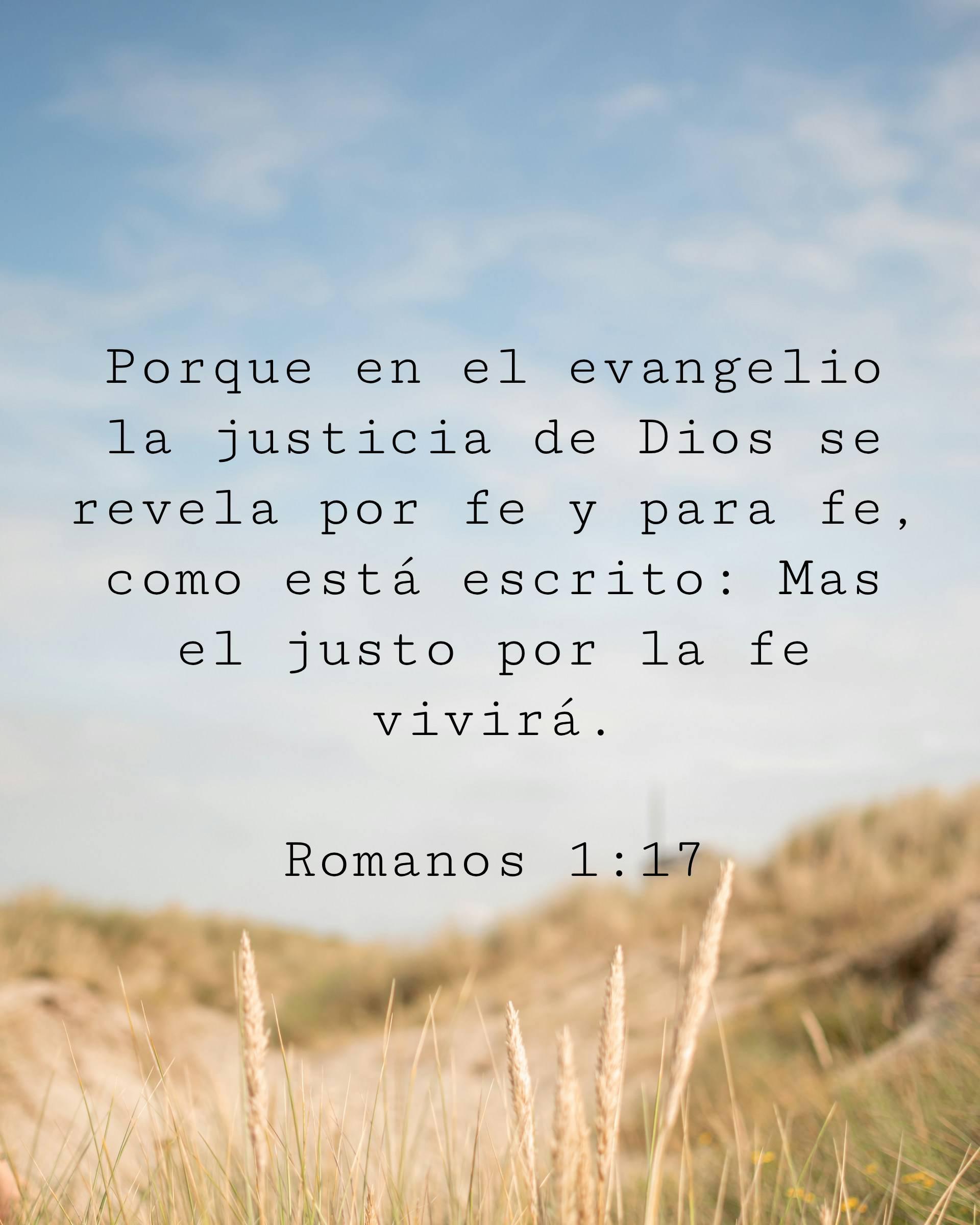 Porque en el evangelio la justicia de Dios se revela por fe y para fe, como está escrito: Mas el justo por la fe vivirá.