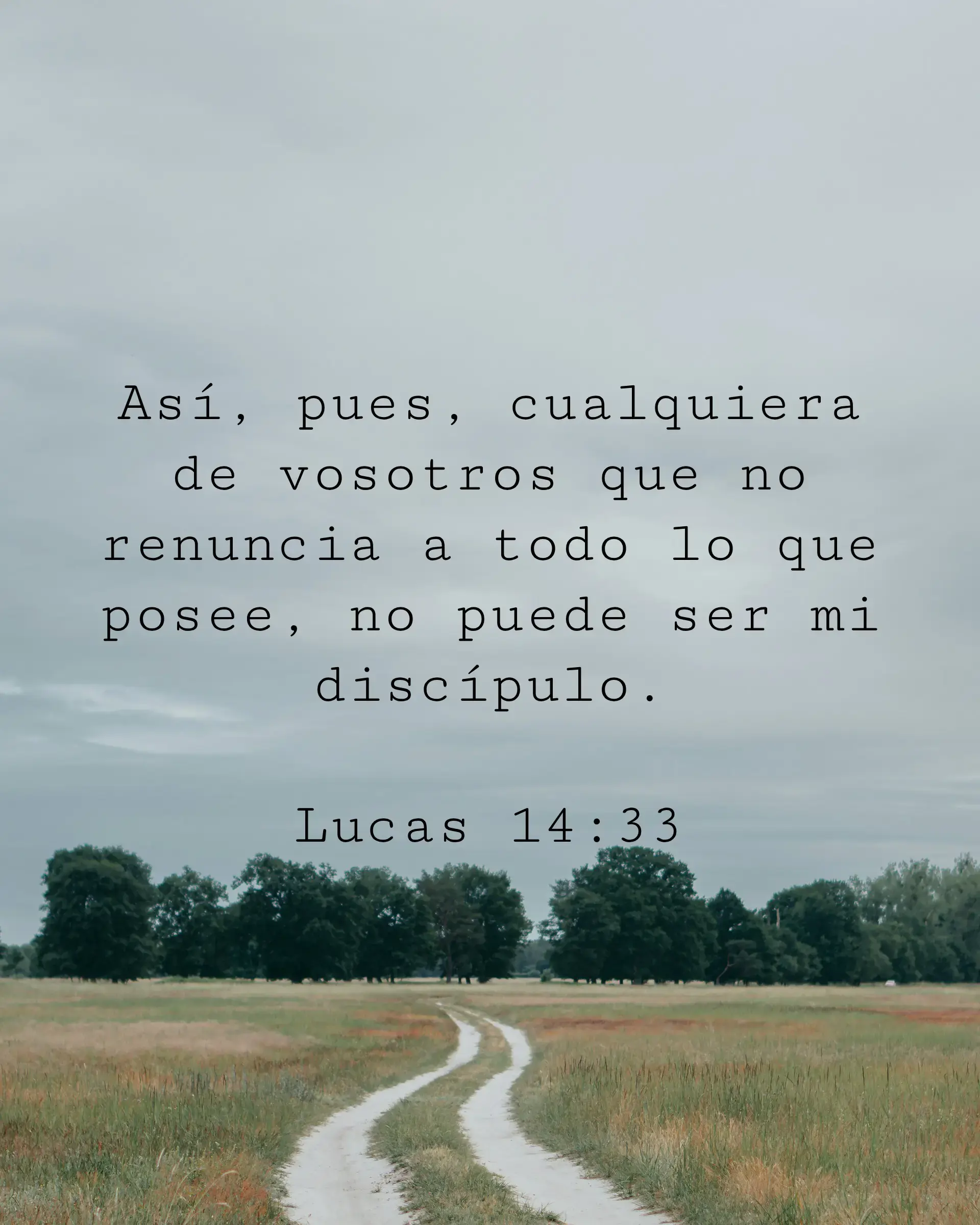Así, pues, cualquiera de vosotros que no renuncia a todo lo que posee, no puede ser mi discípulo.